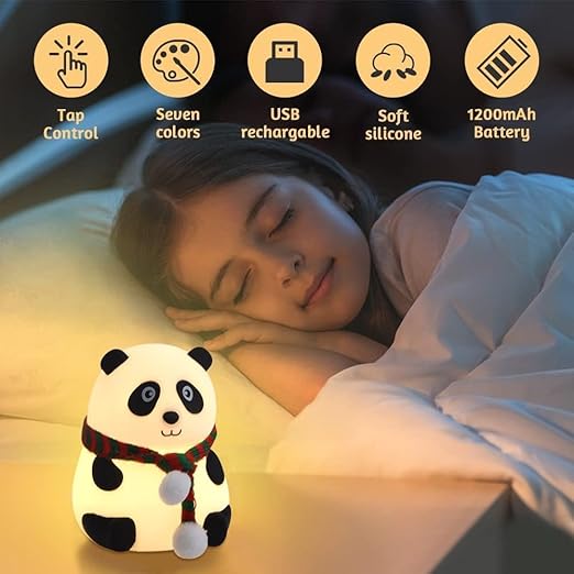 Silicone Panda Night Light – Rechargeable 7-Color LED Lamp