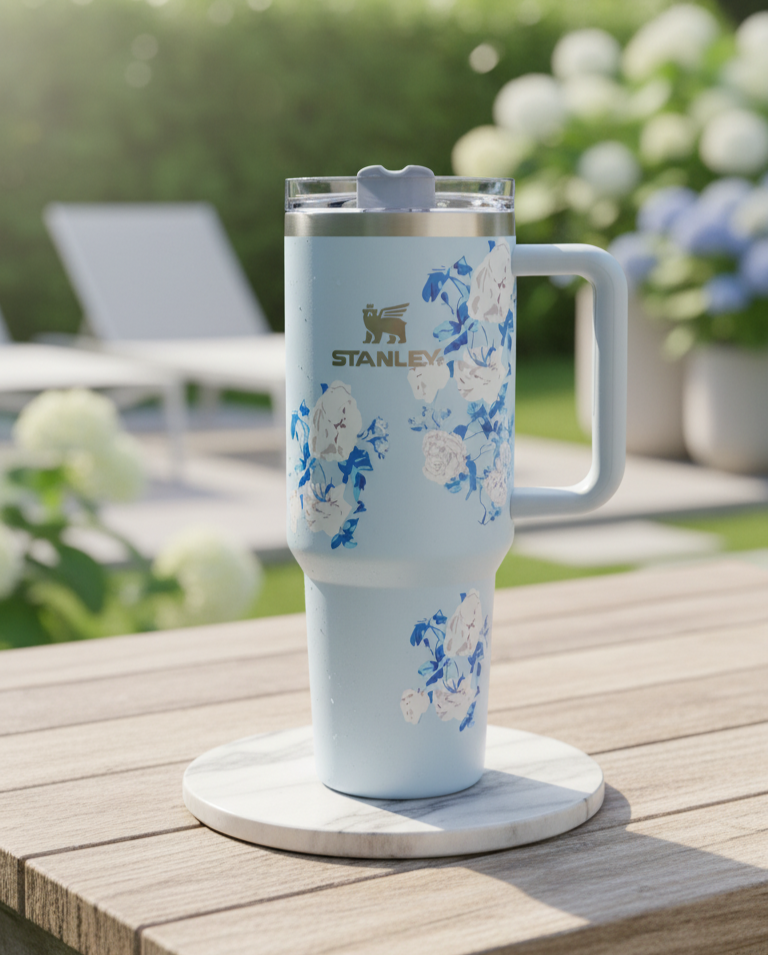 Stanley Quencher H2.0 Flowstate Stainless Steel Vacuum Insulated Tumbler, 40 OZ / 1.18 L (Floral))
