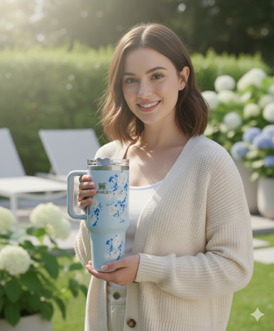 Stanley Quencher H2.0 Flowstate Stainless Steel Vacuum Insulated Tumbler, 40 OZ / 1.18 L (Floral))
