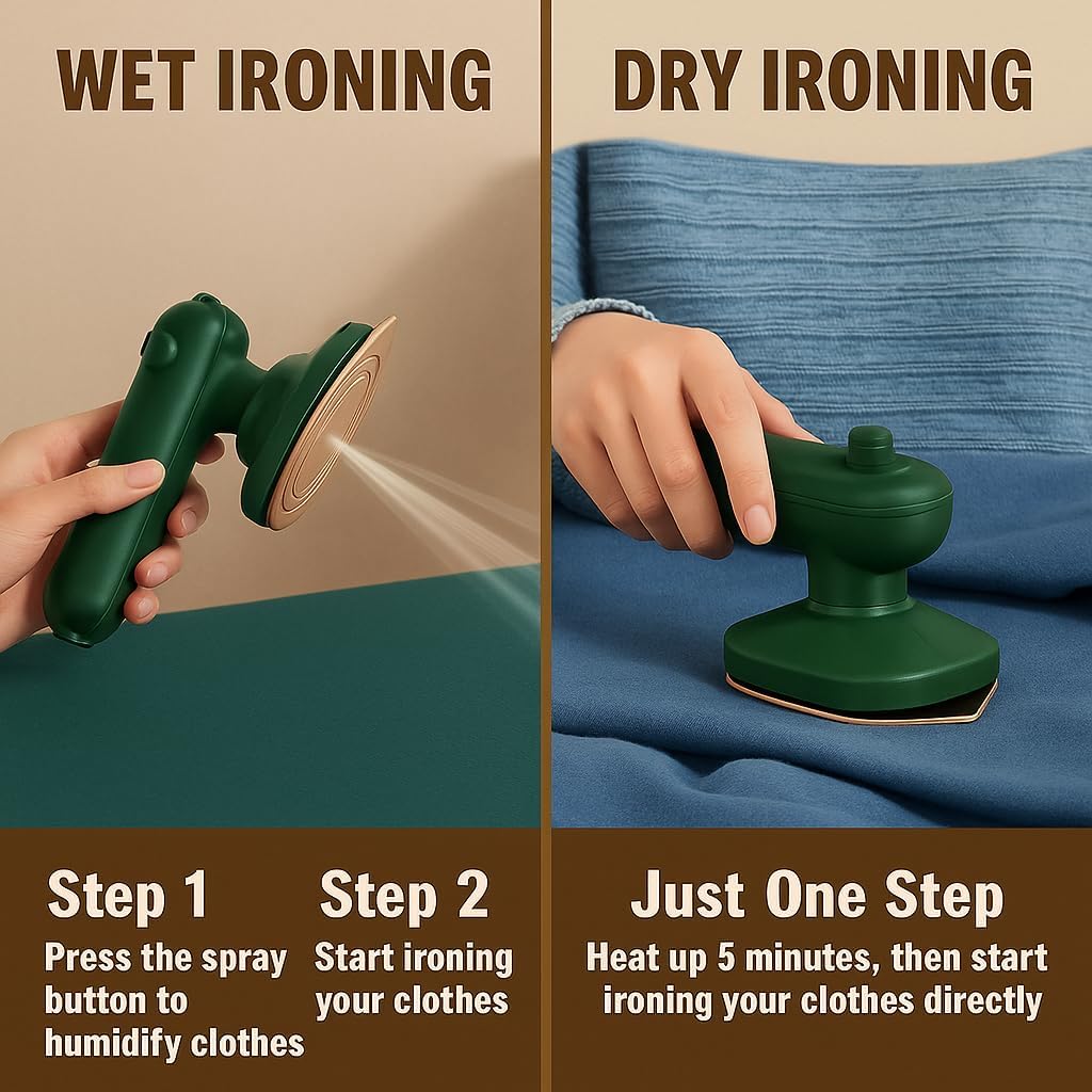 Micro Portable Steam Iron – Mini Travel Iron & Garment Steamer | Dry & Wet Ironing for Clothes