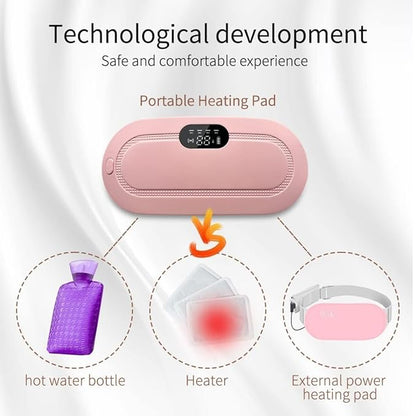 Period Cramp Relief Massager – Cordless Heating Pad with Vibration