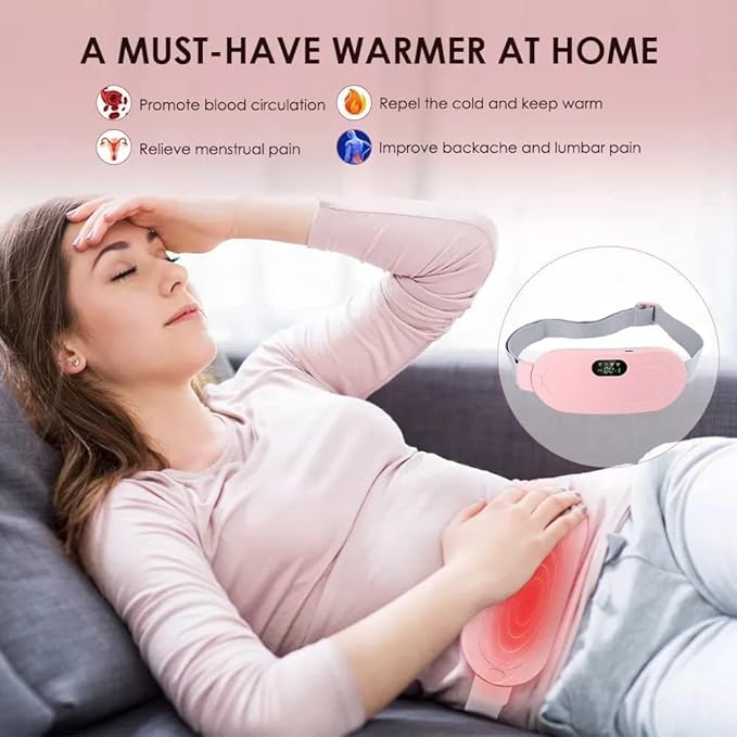 Period Cramp Relief Massager – Cordless Heating Pad with Vibration