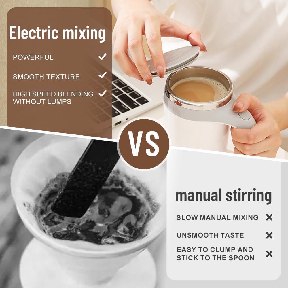 380ml Self-Stirring Magnetic Coffee Mug | Stainless Steel, Spill-Proof Travel Mug