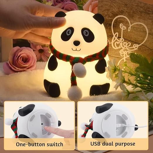 Silicone Panda Night Light – Rechargeable 7-Color LED Lamp