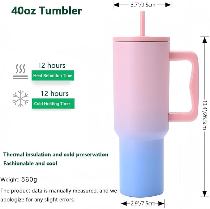 1200ML Insulated Stainless Steel Tumbler with Handle & Straw (Candy Haze)