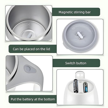 380ml Self-Stirring Magnetic Coffee Mug | Stainless Steel, Spill-Proof Travel Mug