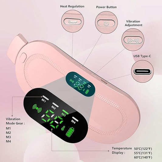 Period Cramp Relief Massager – Cordless Heating Pad with Vibration
