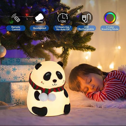 Silicone Panda Night Light – Rechargeable 7-Color LED Lamp