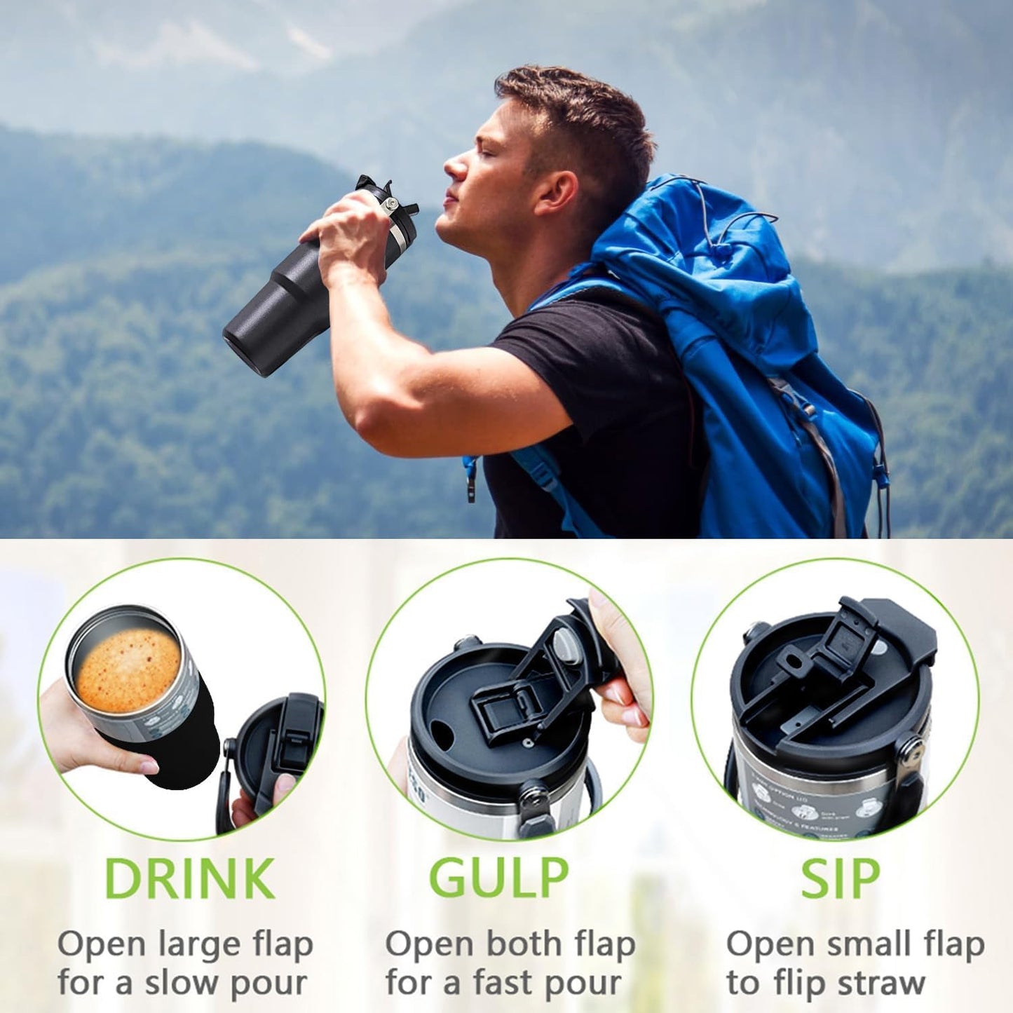 890ml Stainless Steel Vacuum Insulated Tumbler Water Bottle