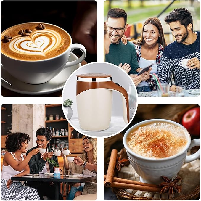 380ml Self-Stirring Magnetic Coffee Mug | Stainless Steel, Spill-Proof Travel Mug