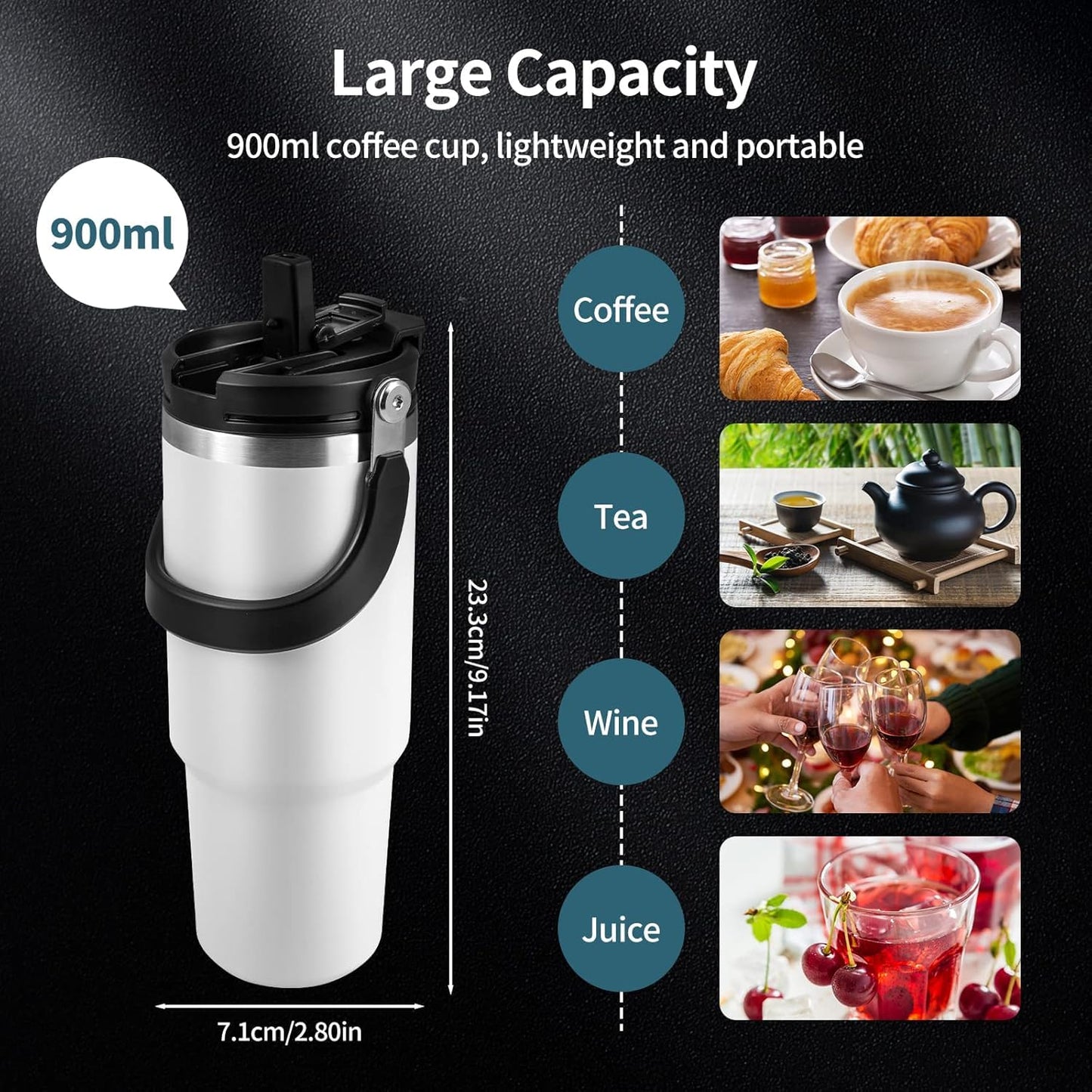 890ml Stainless Steel Vacuum Insulated Tumbler Water Bottle