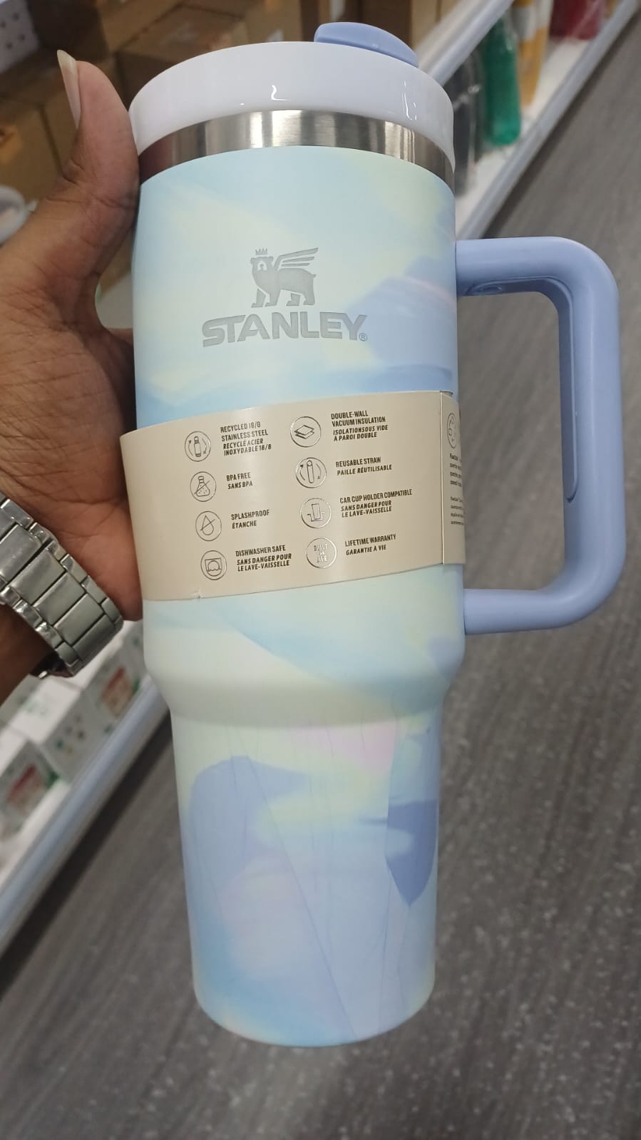 Stanley Quencher H2.0 Flowstate Stainless Steel Vacuum Insulated Tumbler, 40 OZ / 1.18 L (Marble Print)