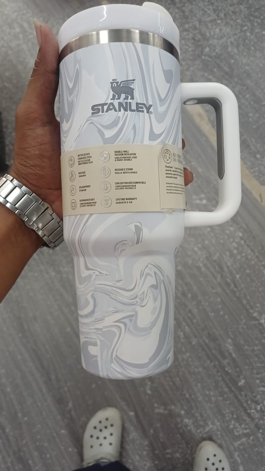 Stanley Quencher H2.0 Flowstate Stainless Steel Vacuum Insulated Tumbler, 40 OZ / 1.18 L (Marble Print)